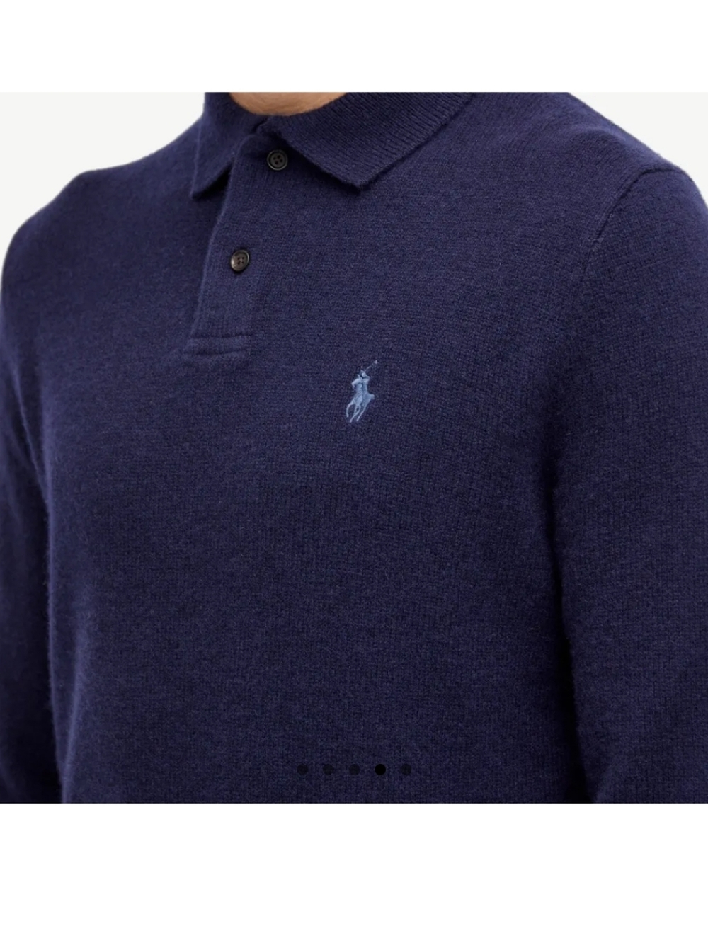 🐎POLO by Ralph Lauren Dark Navy Lambs Woll Long-Sleeve Polo with Blue Logo. NWT